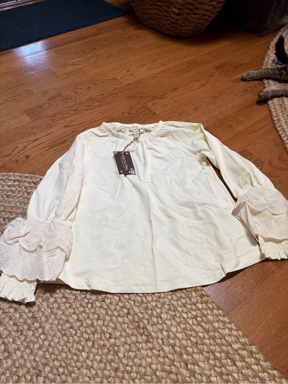 Matilda Jane Cream Eyelet Ruffle Sleeve Blouse
